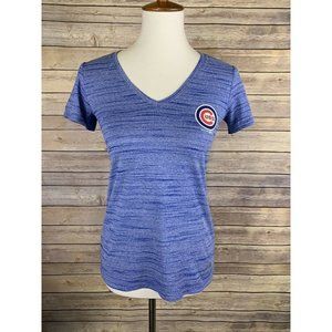 Under Armour Womens XS Loose Fit V Neck Top Chicago Cubs Licensed Blue Short Slv